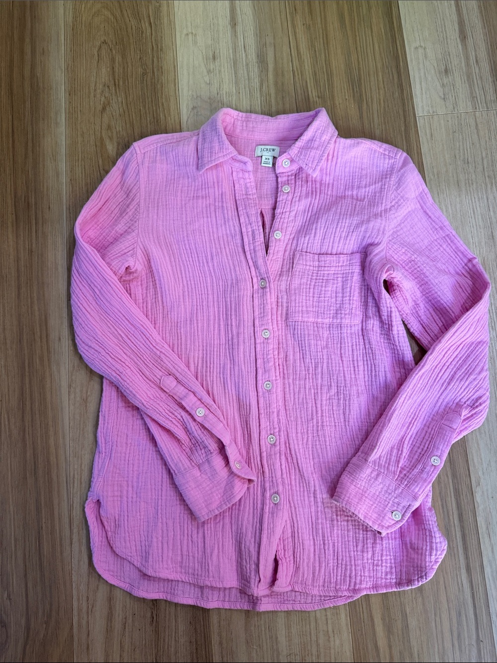 J. Crew Bubblegum Pink Double Gauze 100% Cotton Button-Down Shirt Size Xs